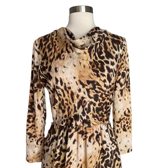 Bill Blass Vintage Silk Leopard Animal Print Dress Cocktail - Picture 2 of 12